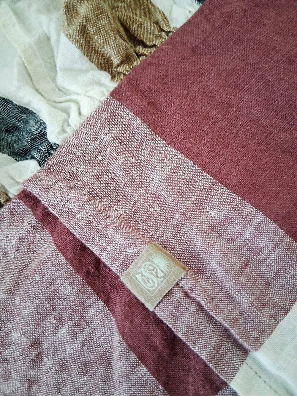 Society Of Wanderers French Flax Linen Ruffle Shams In Plum Check